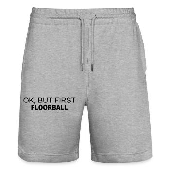 Floorball Ballsport Innebandy Unihockey - Stanley/Stella Unisex Bio Joggingshorts Trainer  - Grau meliert - Vorne - Nik (191cm) & Marisol (170cm)