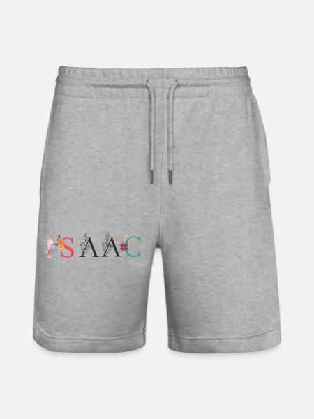 ISAAC navnekunst med blomster broderet - Stanley/Stella Trainer økologiske unisex joggingshorts - grå meleret