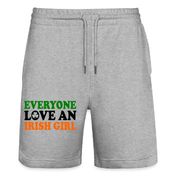 everyone loves an irish girl - Stanley/Stella Unisex Bio Joggingshorts Trainer  - Grau meliert - Vorne - Nik (191cm) & Marisol (170cm)