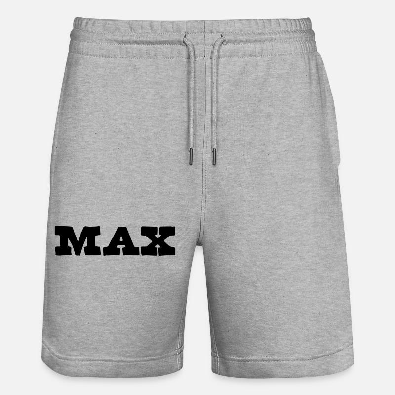 Max Vorname Geschenk - Stanley/Stella Unisex Bio Joggingshorts Trainer - Grau meliert