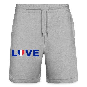 Love France Heart Design - Short de jogging bio TRAINER Stanley/Stella unisexe - gris chiné - Devant - Nik (191cm) & Marisol (170cm)