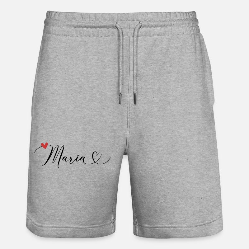 Maria Nom Prénom Calligraphie Coeur - Short de jogging bio TRAINER Stanley/Stella unisexe - gris chiné