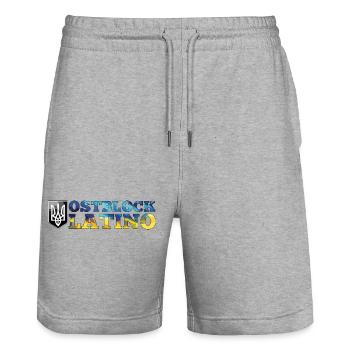 Ostblock Latino Ukrainer Ukraine Geschenk - Stanley/Stella Unisex Bio Joggingshorts Trainer  - Grau meliert - Vorne - Nik (191cm) & Marisol (170cm)