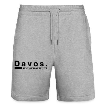 Davos Koordinaten Graubünden Bündner Bündnerin - Stanley/Stella Unisex Bio Joggingshorts Trainer  - Grau meliert - Vorne - Nik (191cm) & Marisol (170cm)