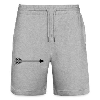 pfeil - Stanley/Stella Unisex Bio Joggingshorts Trainer  - Grau meliert - Vorne - Nik (191cm) & Marisol (170cm)