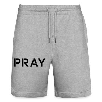Beten Sie Positives Motivationszitat - Stanley/Stella Unisex Bio Joggingshorts Trainer  - Grau meliert - Vorne - Nik (191cm) & Marisol (170cm)
