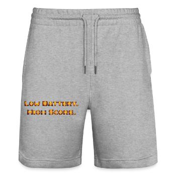 Fiery Battle Faces - Stanley/Stella Trainer Unisex Organic Jogging Shorts - heather grey - Front - Nik (191cm) & Marisol (170cm)