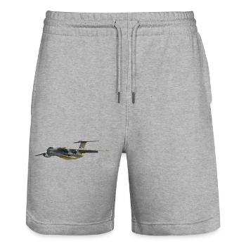 Silhouette d’avion cargo en gris - Short de jogging bio TRAINER Stanley/Stella unisexe - gris chiné - Devant - Nik (191cm) & Marisol (170cm)