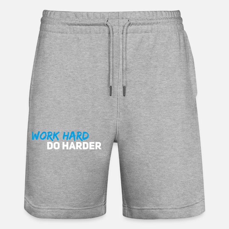 Work hard do harder - Stanley/Stella Trainer Unisex Organic Jogging Shorts - heather grey
