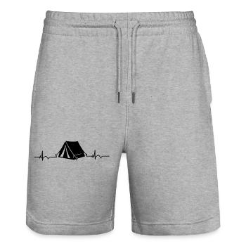 Camping Camping ECG Heartbeat - Stanley/Stella Trainer Unisex Organic Jogging Shorts - heather grey - Front - Nik (191cm) & Marisol (170cm)