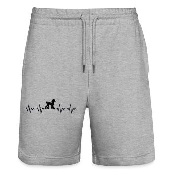 Pudel EKG Herzschlag - Stanley/Stella Unisex Bio Joggingshorts Trainer  - Grau meliert - Vorne - Nik (191cm) & Marisol (170cm)