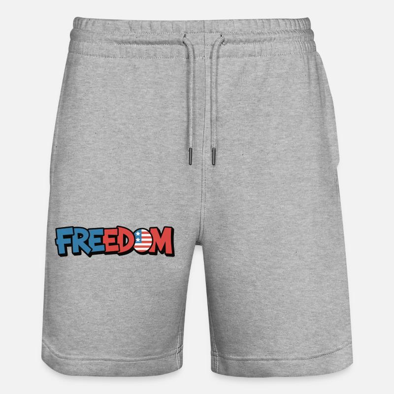 Freedom Typography Statement Design - Stanley/Stella Trainer Unisex Organic Jogging Shorts - heather grey