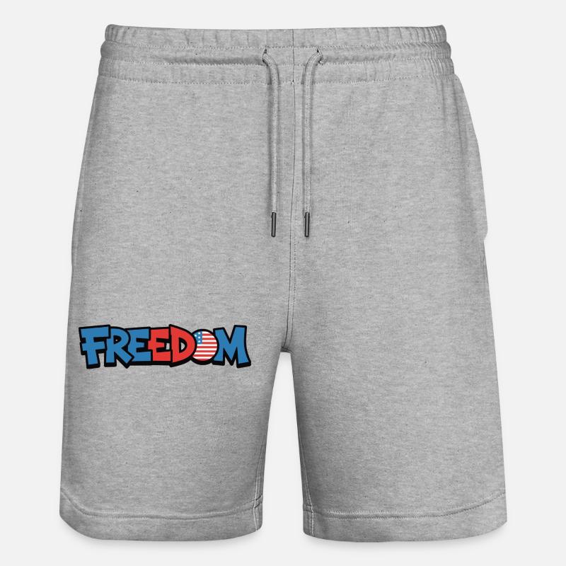 Freedom Typografie Statement Design - Stanley/Stella Unisex Bio Joggingshorts Trainer  - Grau meliert