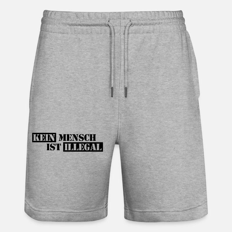 No One Is Illegal - Migration - Illegality - Stanley/Stella Trainer Unisex Organic Jogging Shorts - heather grey
