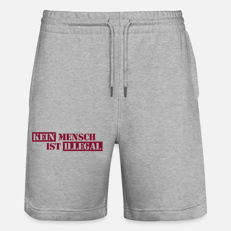 No One Is Illegal - Migration - Illegality - Stanley/Stella Trainer Unisex Organic Jogging Shorts - heather grey