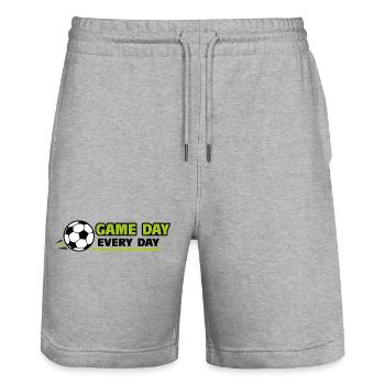 Football_Game jour, tous les jours - Short de jogging bio TRAINER Stanley/Stella unisexe - gris chiné - Devant - Nik (191cm) & Marisol (170cm)