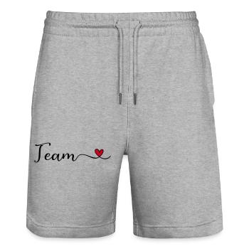 Team mit Herz - Stanley/Stella Unisex Bio Joggingshorts Trainer  - Grau meliert - Vorne - Nik (191cm) & Marisol (170cm)