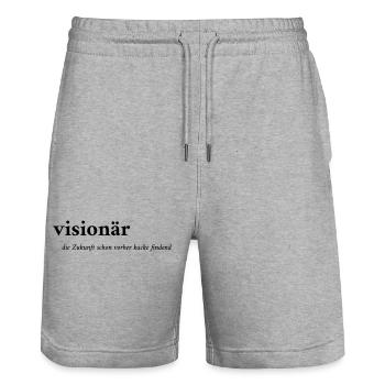 visionär - Stanley/Stella Unisex Bio Joggingshorts Trainer  - Grau meliert - Vorne - Nik (191cm) & Marisol (170cm)