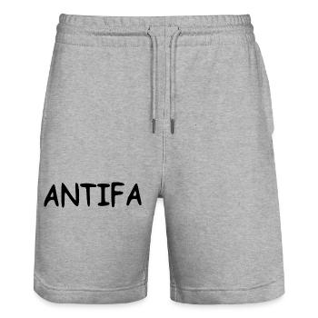 Antifa - black - Stanley/Stella Unisex Bio Joggingshorts Trainer  - Grau meliert - Vorne - Nik (191cm) & Marisol (170cm)