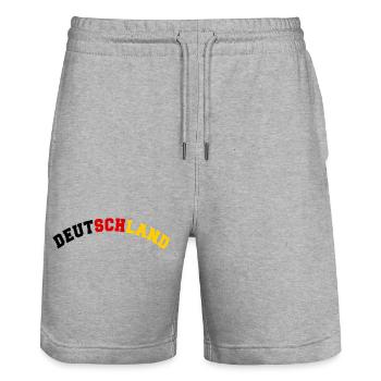 DEUTSCHLAND GERMANY EUROPA DEUTSCHE SPORT FAN - Stanley/Stella Unisex Bio Joggingshorts Trainer  - Grau meliert - Vorne - Nik (191cm) & Marisol (170cm)