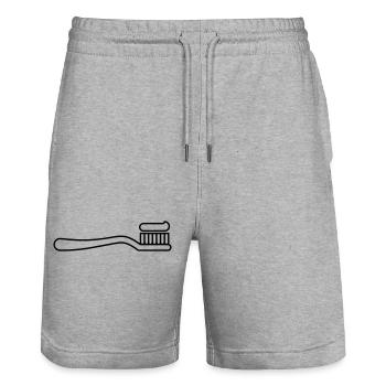 Toothbrush, Dentist, Brushing Teeth - Stanley/Stella Trainer Unisex Organic Jogging Shorts - heather grey - Front - Nik (191cm) & Marisol (170cm)