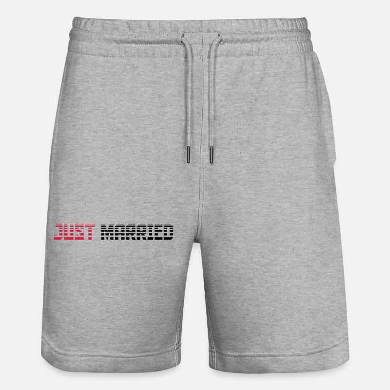 Just Married texte Logo Design - Short de jogging bio TRAINER Stanley/Stella unisexe - gris chiné