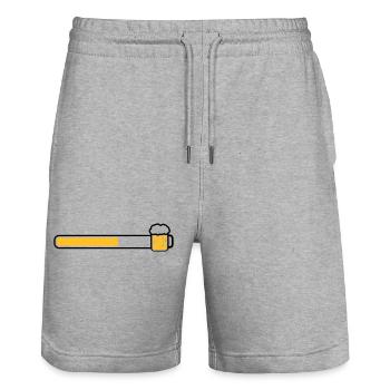 barcode text logo design loading download energy r - Stanley/Stella Trainer Unisex Organic Jogging Shorts - heather grey - Front - Nik (191cm) & Marisol (170cm)