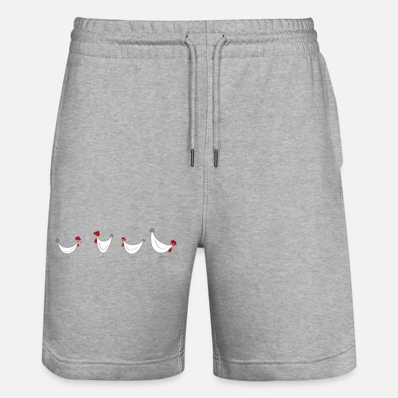 Hühner 4er Bande - Stanley/Stella Unisex Bio Joggingshorts Trainer  - Grau meliert