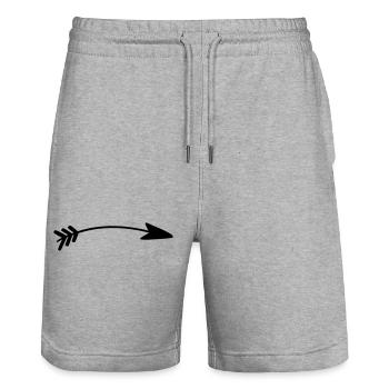 arrow - Stanley/Stella Trainer Unisex Organic Jogging Shorts - heather grey - Front - Nik (191cm) & Marisol (170cm)