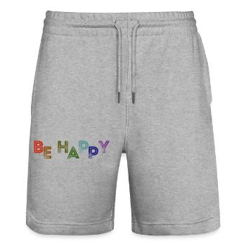 BE HAPPY - Short de jogging bio TRAINER Stanley/Stella unisexe - gris chiné - Devant - Nik (191cm) & Marisol (170cm)