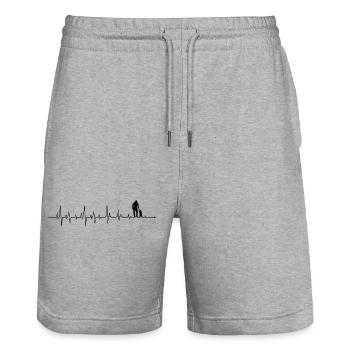 Heartbeat father and daughter - Stanley/Stella Trainer Unisex Organic Jogging Shorts - heather grey - Front - Nik (191cm) & Marisol (170cm)