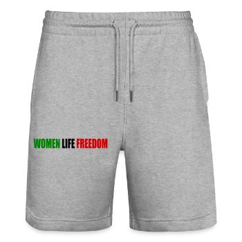 Women life freedom - Stanley/Stella Unisex Bio Joggingshorts Trainer  - Grau meliert - Vorne - Nik (191cm) & Marisol (170cm)