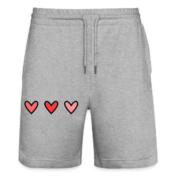 HEART. HEARTS. SAINT VALENTINE. LOVE. LOVE. CHRISTMAS - Stanley/Stella Trainer Unisex Organic Jogging Shorts - heather grey - Front - Nik (191cm) & Marisol (170cm)