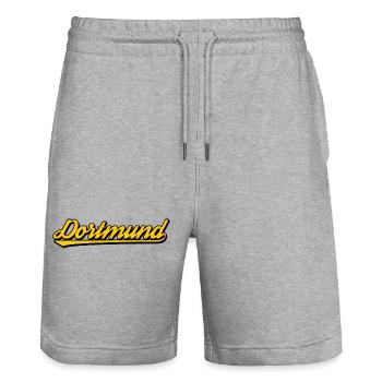 Dortmund Schriftzug Gelb Schwarz - Stanley/Stella Unisex Bio Joggingshorts Trainer  - Grau meliert - Vorne - Nik (191cm) & Marisol (170cm)
