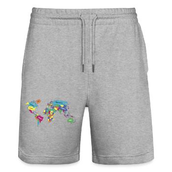 LGBT Pride Monat LGBTQ Weltkarte - Stanley/Stella Unisex Bio Joggingshorts Trainer  - Grau meliert - Vorne - Nik (191cm) & Marisol (170cm)