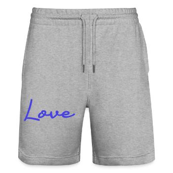 I LOVE YOU. COUPLE. JUST MARRIED. EVJF. LOVE - Short de jogging bio TRAINER Stanley/Stella unisexe - gris chiné - Devant - Nik (191cm) & Marisol (170cm)