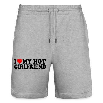 i love my hot girlfriend - Stanley/Stella Unisex Bio Joggingshorts Trainer  - Grau meliert - Vorne - Nik (191cm) & Marisol (170cm)
