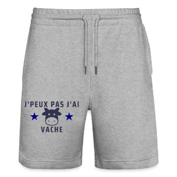 J'peux pas j'ai vache - Short de jogging bio TRAINER Stanley/Stella unisexe - gris chiné - Devant - Nik (191cm) & Marisol (170cm)