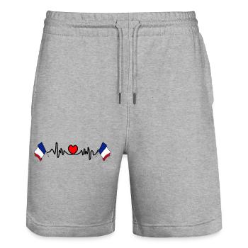 Heart rate cardio for France - Stanley/Stella Trainer Unisex Organic Jogging Shorts - heather grey - Front - Nik (191cm) & Marisol (170cm)