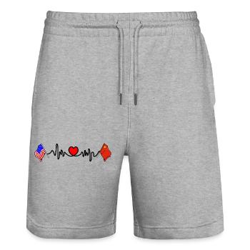 Cardio coeur Drapeau des États-Unis et de la Chine - Short de jogging bio TRAINER Stanley/Stella unisexe - gris chiné - Devant - Nik (191cm) & Marisol (170cm)