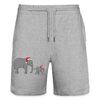 Elephant mother and child with santa hat - Stanley/Stella Trainer Unisex Organic Jogging Shorts - heather grey - Front - Nik (191cm) & Marisol (170cm)