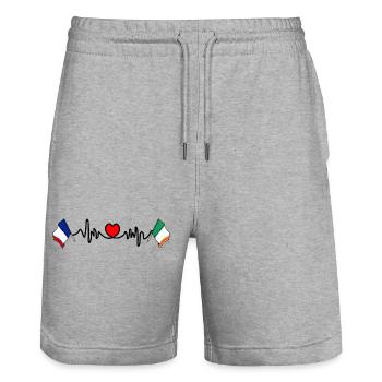 Cardio-Herz mit Flagge Frankreich und Flagge Irland - Stanley/Stella Unisex Bio Joggingshorts Trainer  - Grau meliert - Vorne - Nik (191cm) & Marisol (170cm)