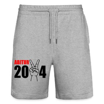 Abitur 2024 - Stanley/Stella Unisex Bio Joggingshorts Trainer  - Grau meliert - Vorne - Nik (191cm) & Marisol (170cm)