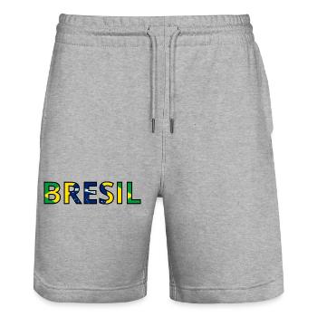 Drapeau Brésil - Short de jogging bio TRAINER Stanley/Stella unisexe - gris chiné - Devant - Nik (191cm) & Marisol (170cm)