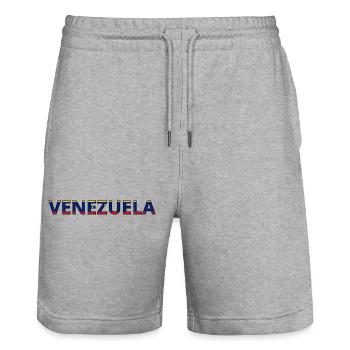 Venezuela Flag - Stanley/Stella Trainer Unisex Organic Jogging Shorts - heather grey - Front - Nik (191cm) & Marisol (170cm)