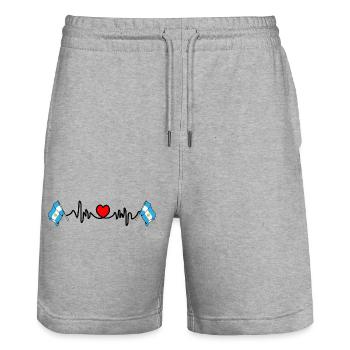 Cardio heart with flag Argentina - Stanley/Stella Trainer Unisex Organic Jogging Shorts - heather grey - Front - Nik (191cm) & Marisol (170cm)