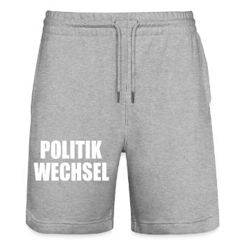 politikwechsel - Stanley/Stella Unisex Bio Joggingshorts Trainer  - Grau meliert - Vorne - Nik (191cm) & Marisol (170cm)