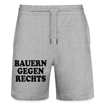Bauern gegen rechts - Stanley/Stella Unisex Bio Joggingshorts Trainer  - Grau meliert - Vorne - Nik (191cm) & Marisol (170cm)