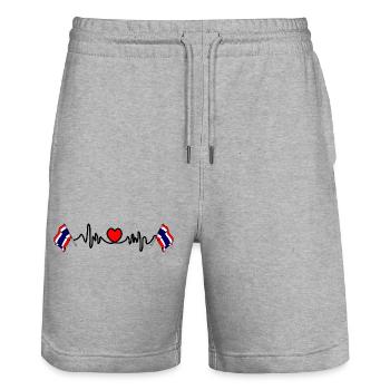 Cardio de fréquence cardiaque pour la Thaïlande - Short de jogging bio TRAINER Stanley/Stella unisexe - gris chiné - Devant - Nik (191cm) & Marisol (170cm)