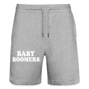 Baby boomers - Short de jogging bio TRAINER Stanley/Stella unisexe - gris chiné - Devant - Nik (191cm) & Marisol (170cm)